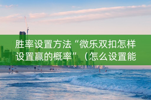 胜率设置方法“微乐双扣怎样设置赢的概率”（怎么设置能有好牌)