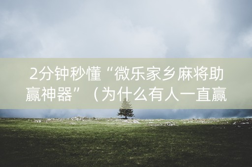 2分钟秒懂“微乐家乡麻将助赢神器”（为什么有人一直赢)