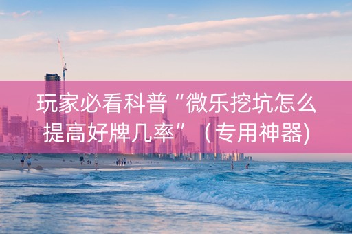 玩家必看科普“微乐挖坑怎么提高好牌几率”（专用神器)