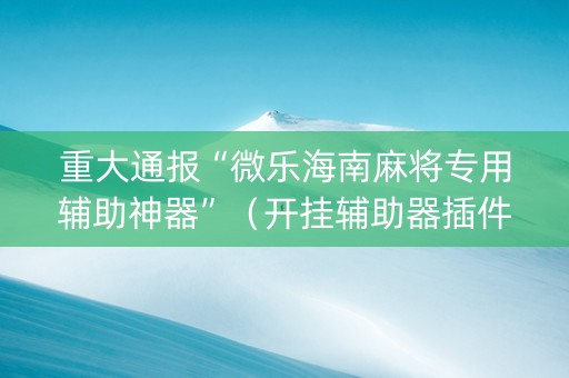 重大通报“微乐海南麻将专用辅助神器”（开挂辅助器插件)