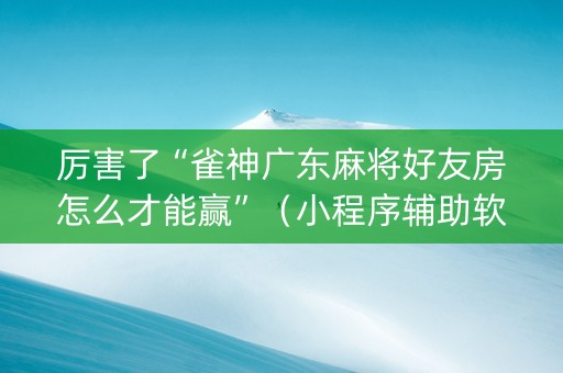 厉害了“雀神广东麻将好友房怎么才能赢”（小程序辅助软件)