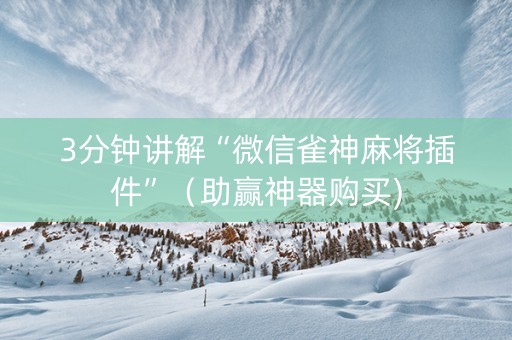 3分钟讲解“微信雀神麻将插件”（助赢神器购买)
