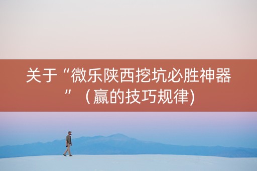 关于“微乐陕西挖坑必胜神器”（赢的技巧规律)