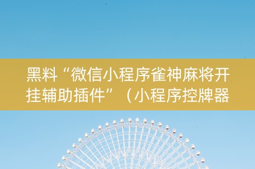 黑料“微信小程序雀神麻将开挂辅助插件”（小程序控牌器)