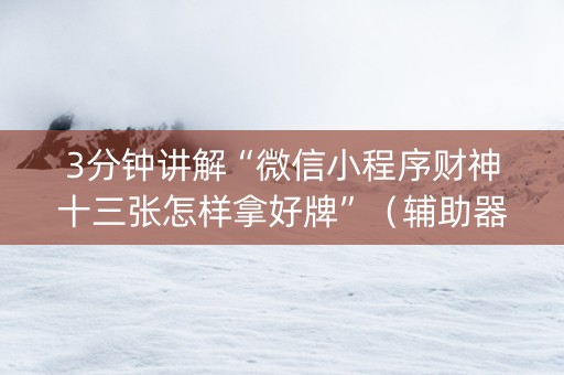 3分钟讲解“微信小程序财神十三张怎样拿好牌”（辅助器插件)