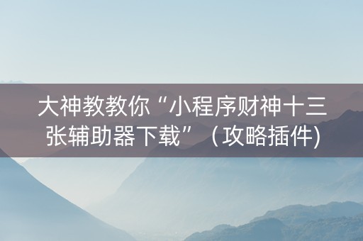 大神教教你“小程序财神十三张辅助器下载”（攻略插件)
