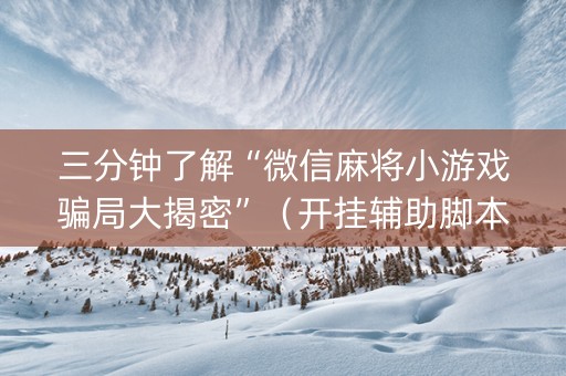 三分钟了解“微信麻将小游戏骗局大揭密”（开挂辅助脚本)