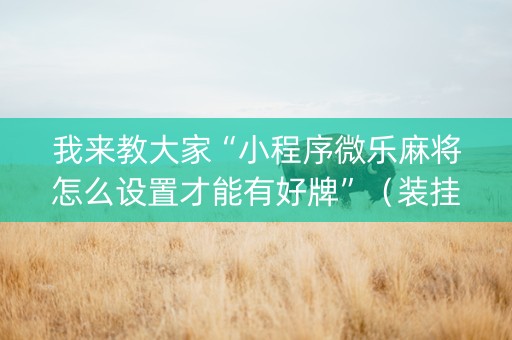 我来教大家“小程序微乐麻将怎么设置才能有好牌”（装挂怎么安装)