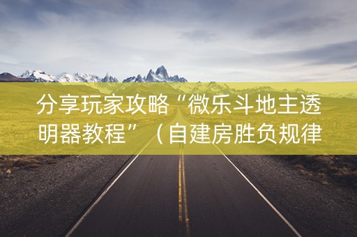 分享玩家攻略“微乐斗地主透明器教程”（自建房胜负规律)
