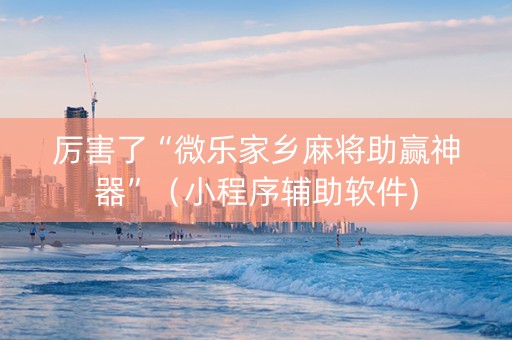 厉害了“微乐家乡麻将助赢神器”（小程序辅助软件)