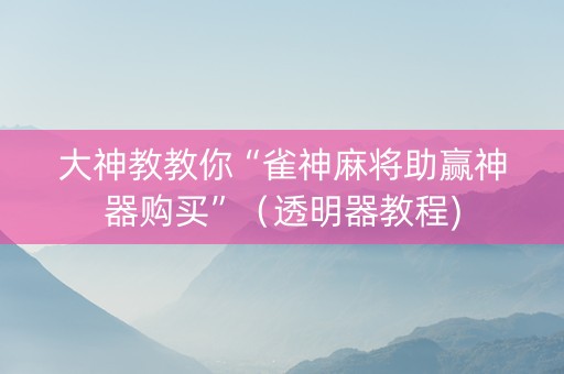 大神教教你“雀神麻将助赢神器购买”（透明器教程)
