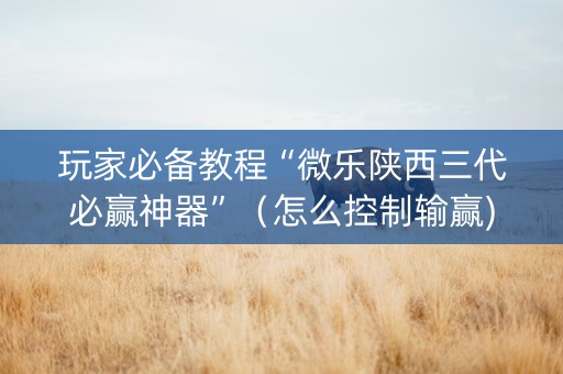 玩家必备教程“微乐陕西三代必赢神器”（怎么控制输赢)