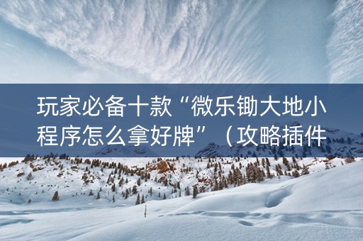 玩家必备十款“微乐锄大地小程序怎么拿好牌”（攻略插件)