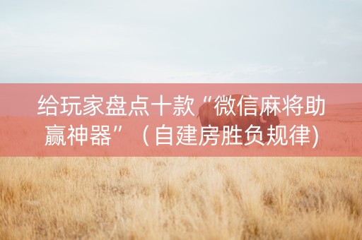 给玩家盘点十款“微信麻将助赢神器”（自建房胜负规律)
