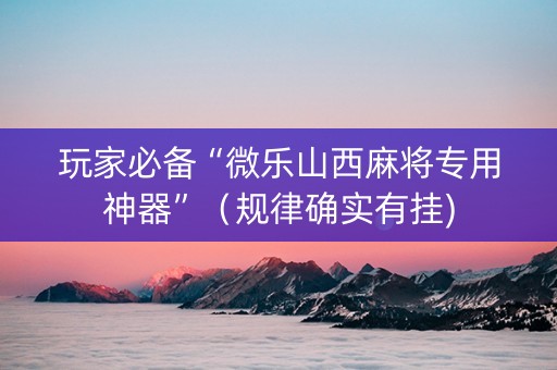 玩家必备“微乐山西麻将专用神器”（规律确实有挂)