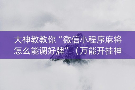大神教教你“微信小程序麻将怎么能调好牌”（万能开挂神器)