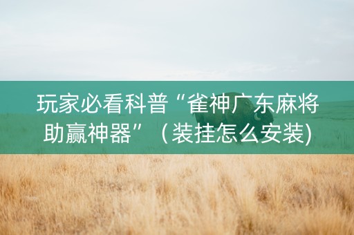 玩家必看科普“雀神广东麻将助赢神器”（装挂怎么安装)