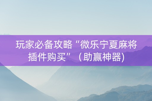 玩家必备攻略“微乐宁夏麻将插件购买”（助赢神器)