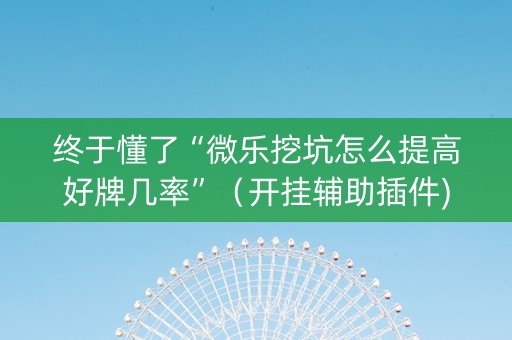 终于懂了“微乐挖坑怎么提高好牌几率”（开挂辅助插件)