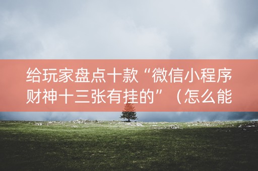 给玩家盘点十款“微信小程序财神十三张有挂的”（怎么能得到好牌)