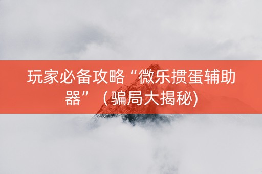 玩家必备攻略“微乐掼蛋辅助器”（骗局大揭秘)