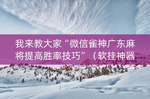 我来教大家“微信雀神广东麻将提高胜率技巧”（软挂神器)