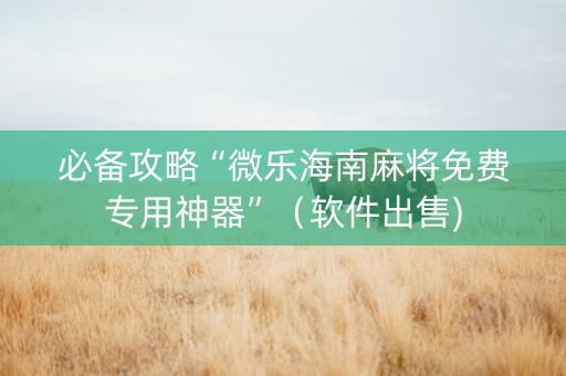 必备攻略“微乐海南麻将免费专用神器”（软件出售)