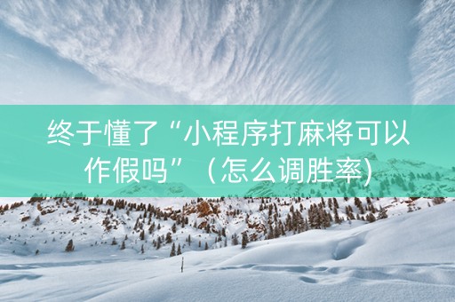 终于懂了“小程序打麻将可以作假吗”（怎么调胜率)