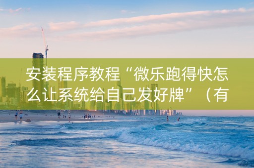 安装程序教程“微乐跑得快怎么让系统给自己发好牌”（有没有猫腻)