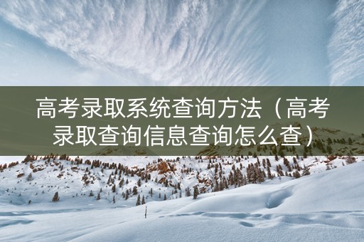 高考录取系统查询方法（高考录取查询信息查询怎么查）