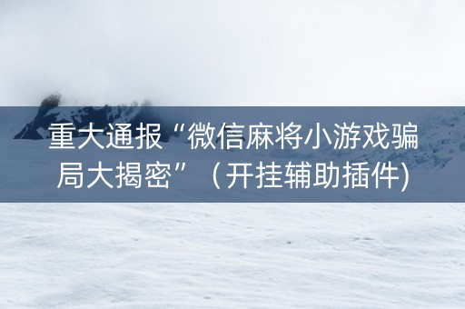 重大通报“微信麻将小游戏骗局大揭密”（开挂辅助插件)