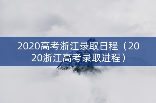2020高考浙江录取日程（2020浙江高考录取进程）