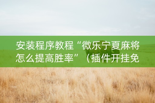 安装程序教程“微乐宁夏麻将怎么提高胜率”（插件开挂免费AI)
