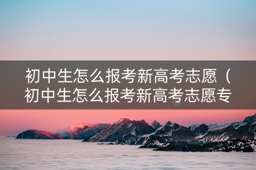 初中生怎么报考新高考志愿（初中生怎么报考新高考志愿专业）