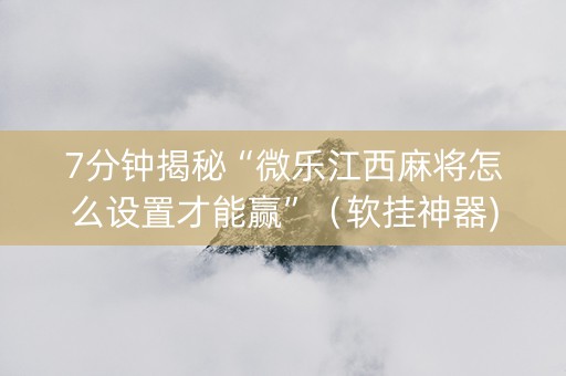 7分钟揭秘“微乐江西麻将怎么设置才能赢”（软挂神器)