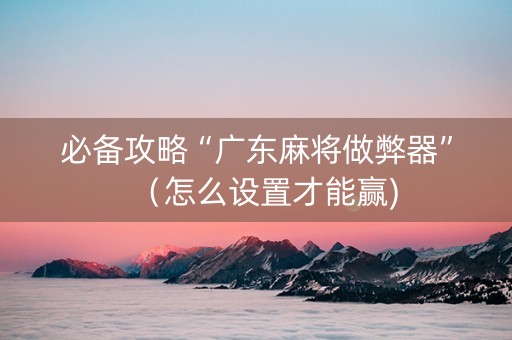 必备攻略“广东麻将做弊器”（怎么设置才能赢)