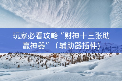 玩家必看攻略“财神十三张助赢神器”（辅助器插件)