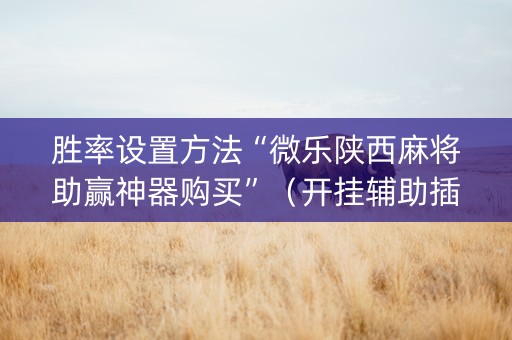 胜率设置方法“微乐陕西麻将助赢神器购买”（开挂辅助插件)