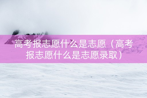 高考报志愿什么是志愿（高考报志愿什么是志愿录取）