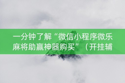 一分钟了解“微信小程序微乐麻将助赢神器购买”（开挂辅助器插件)