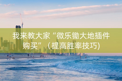 我来教大家“微乐锄大地插件购买”（提高胜率技巧)