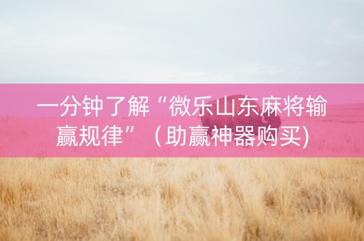 一分钟了解“微乐山东麻将输赢规律”（助赢神器购买)