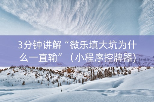 3分钟讲解“微乐填大坑为什么一直输”（小程序控牌器)