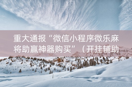 重大通报“微信小程序微乐麻将助赢神器购买”（开挂辅助插件)