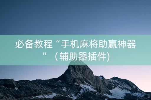 必备教程“手机麻将助赢神器”（辅助器插件)