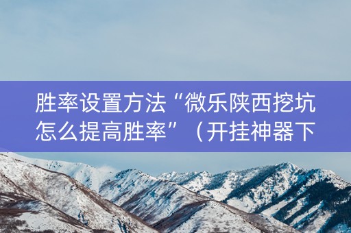 胜率设置方法“微乐陕西挖坑怎么提高胜率”（开挂神器下载)