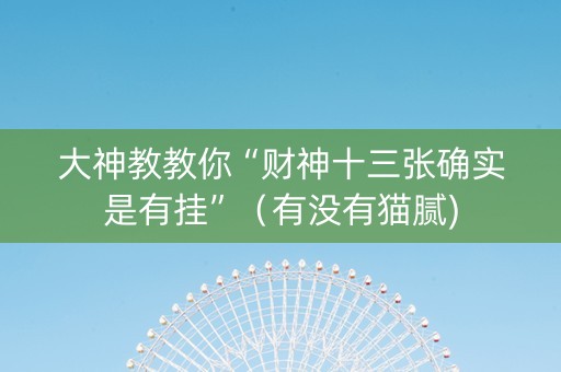 大神教教你“财神十三张确实是有挂”（有没有猫腻)