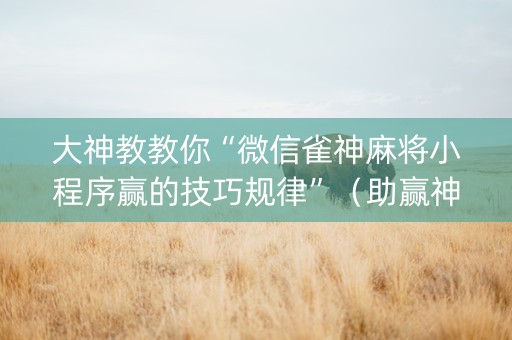 大神教教你“微信雀神麻将小程序赢的技巧规律”（助赢神器)