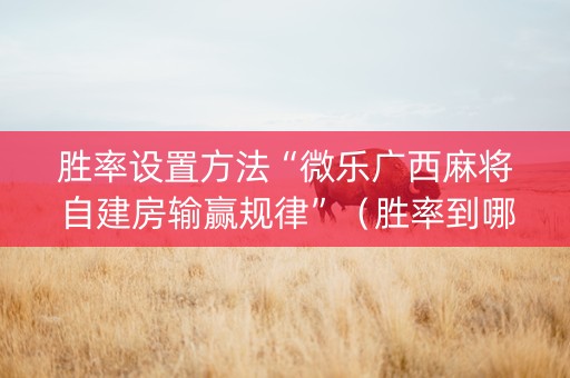 胜率设置方法“微乐广西麻将自建房输赢规律”（胜率到哪调)