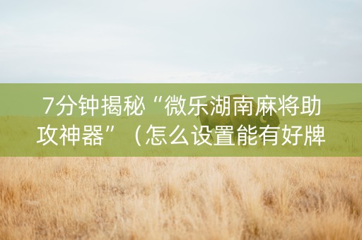7分钟揭秘“微乐湖南麻将助攻神器”（怎么设置能有好牌)